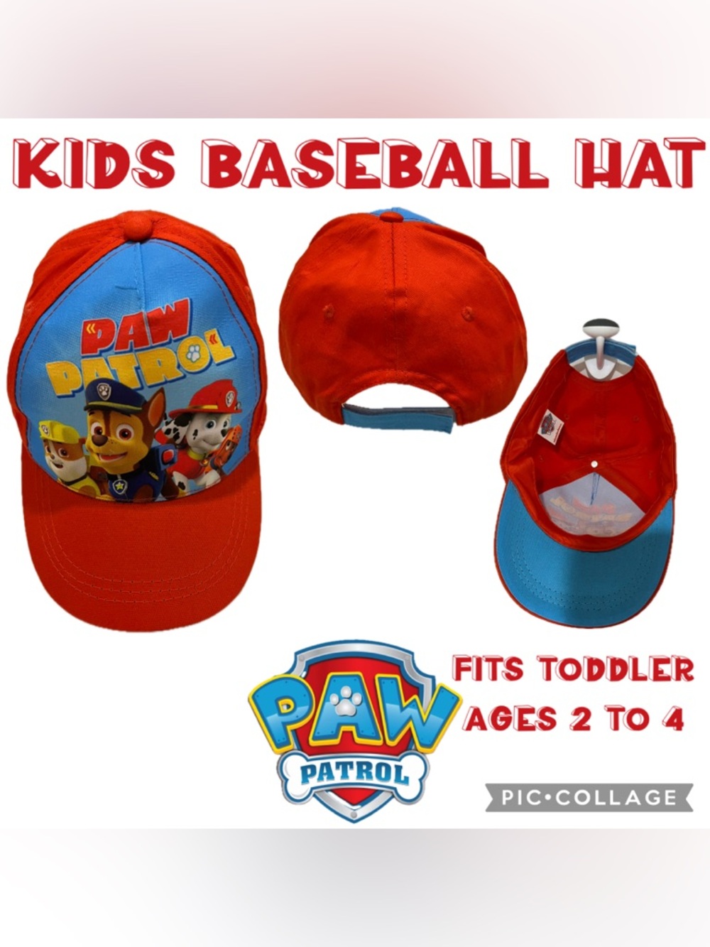 Paw Patrol Boys Kids Baseball Hat for Toddlers Ages 2-4 NEW without Tags